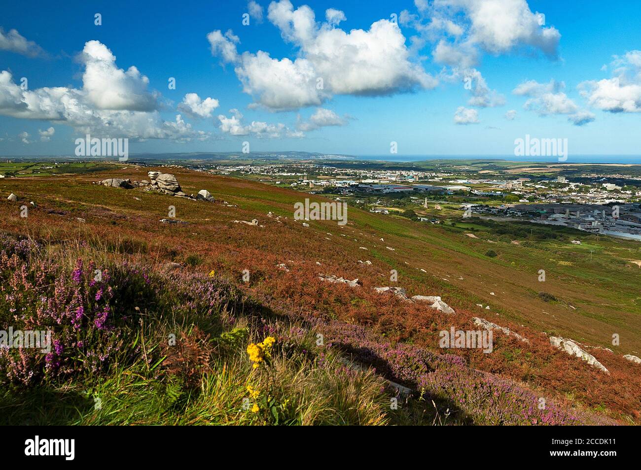 Der Blick vom Carn Brea bei redruth in cornwall Stockfoto