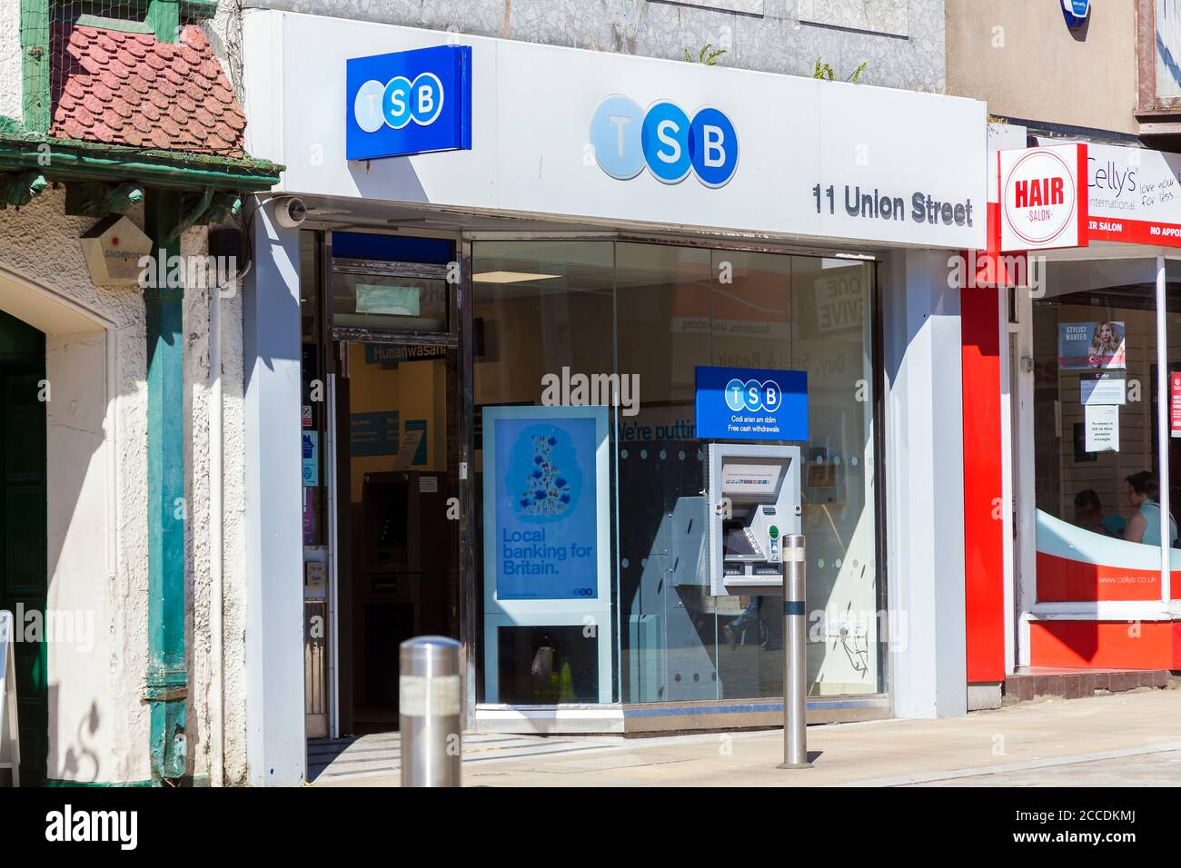 Swansea, Wales, Großbritannien, 30. Juni 2018: Die TSB Bank bietet Finanzbankdienstleistungen in ihrer Einzelhandelsniederlassung in der Union Street an Stockfoto
