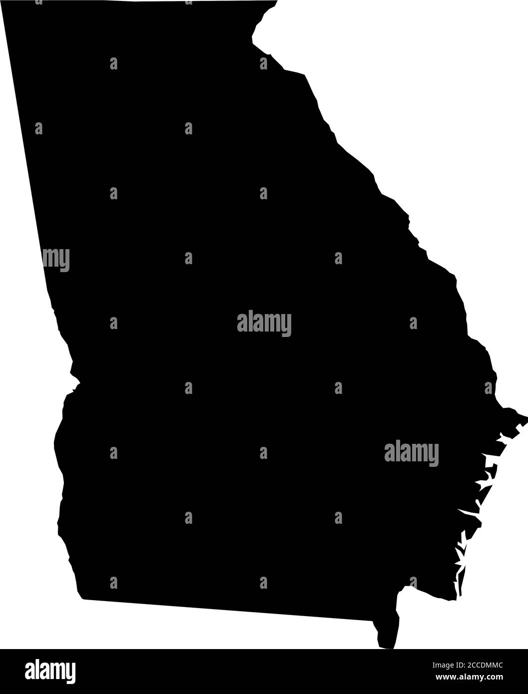Georgia, State of USA - solide schwarze Silhouette Karte des Landes. Einfache flache Vektordarstellung. Stock Vektor