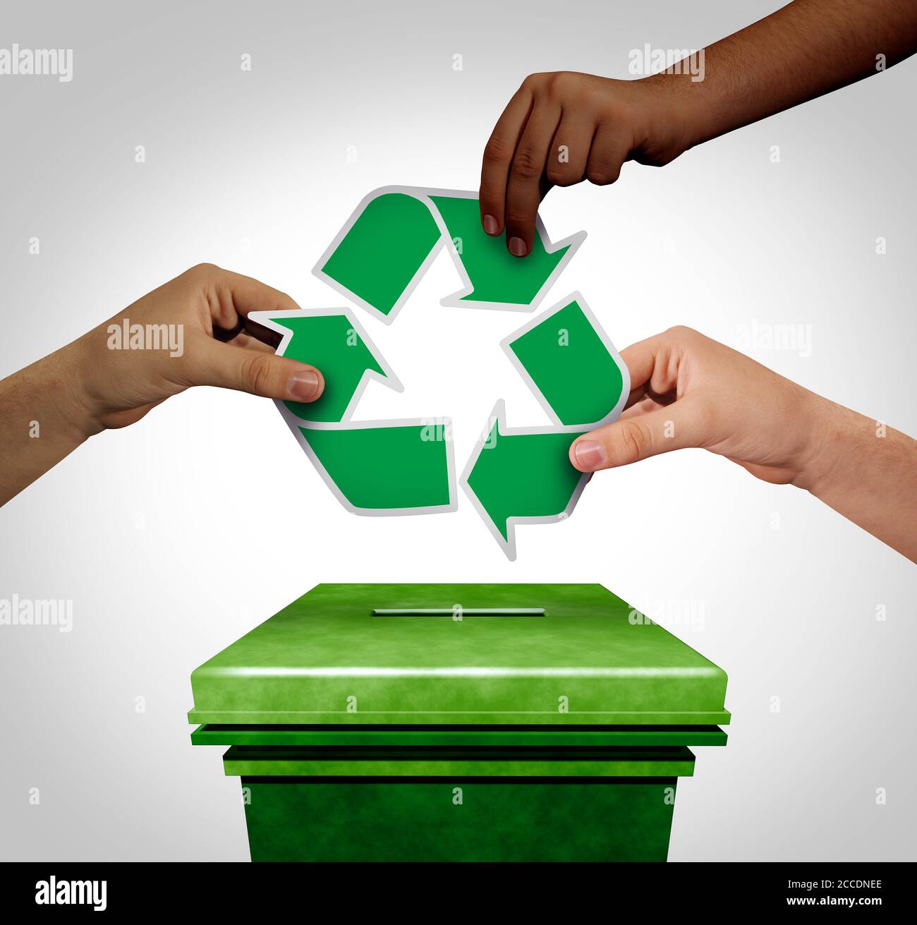 Umweltwahl mit verschiedenen Händen, die eine progressive grüne Stimme abgeben und erneuerbare Energie für die Erhaltung und Umweltpolitik. Stockfoto