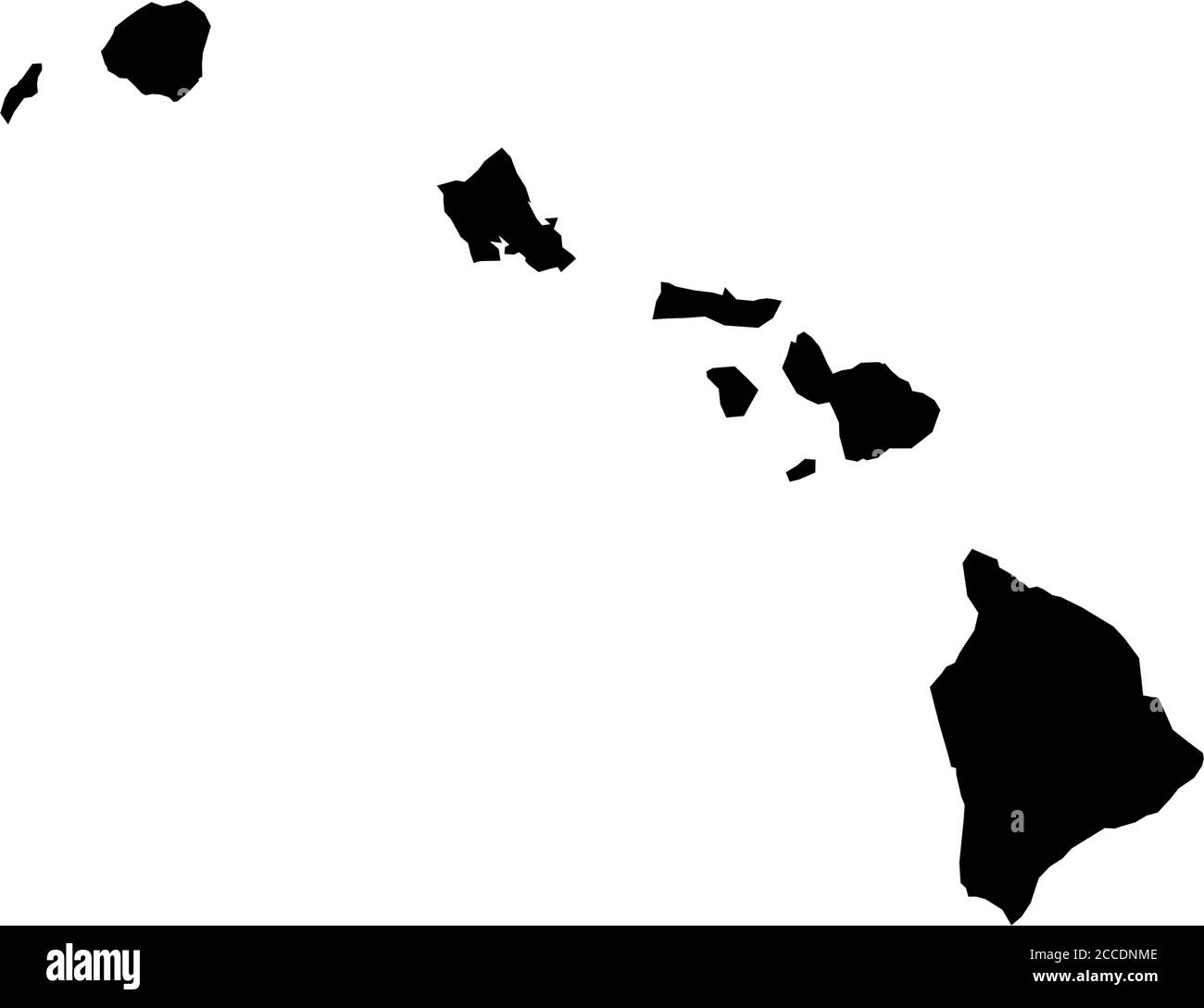 Hawaii, Staat USA - solide schwarze Silhouette Karte des Landgebiets. Einfache flache Vektordarstellung. Stock Vektor