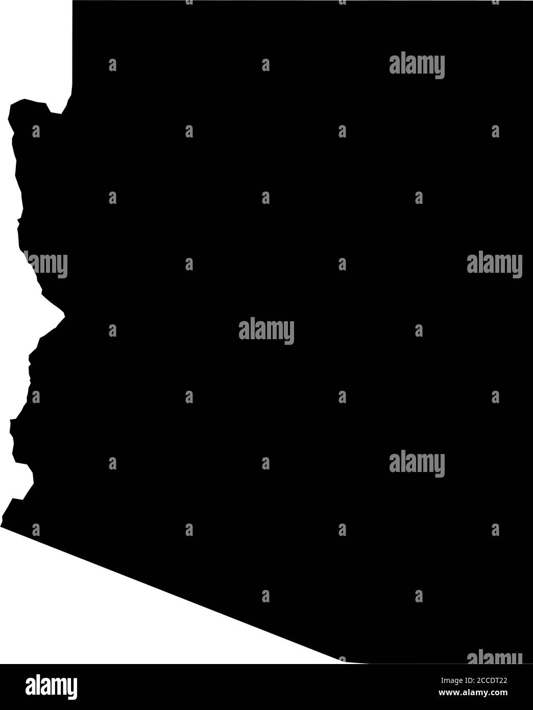 Arizona, Staat USA - solide schwarze Silhouette Karte des Landgebiets. Einfache flache Vektordarstellung. Stock Vektor