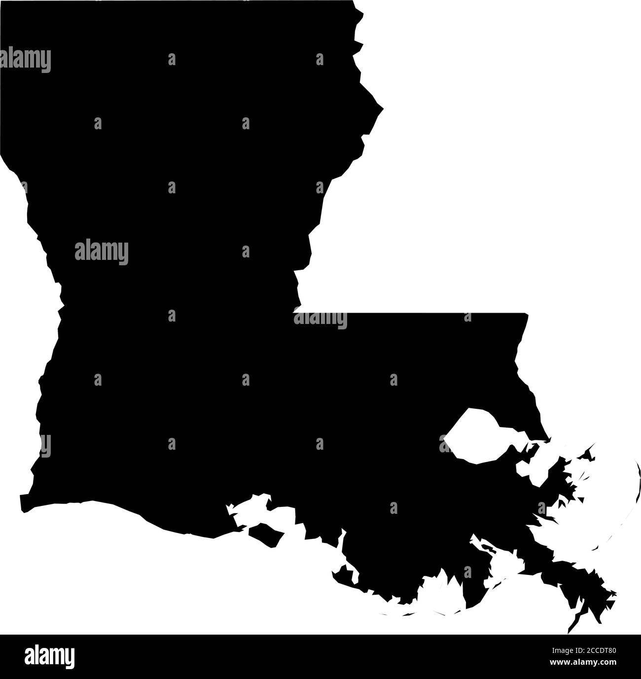 Louisiana, Bundesstaat USA - solide schwarze Silhouette Karte des Landgebiets. Einfache flache Vektordarstellung. Stock Vektor