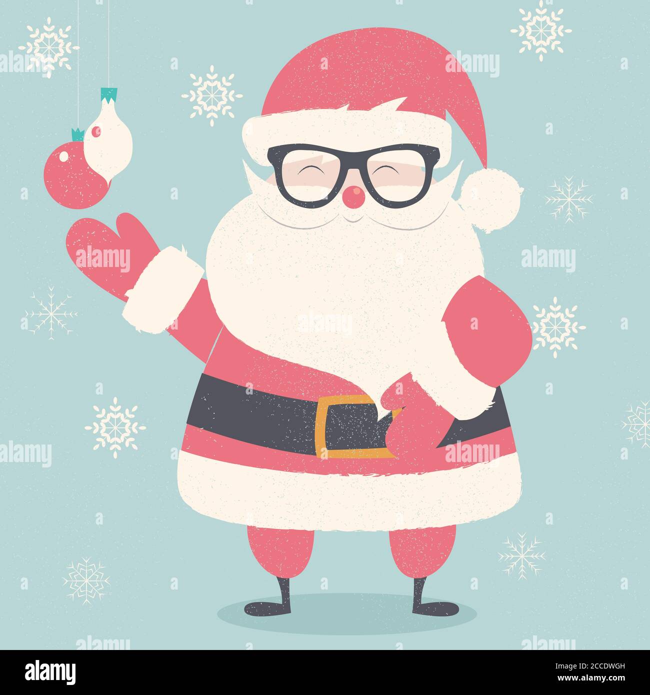 Frohe Weihnachtskarte mit Hipster Weihnachtsmann trägt Brille, Vektor-Illustration Stock Vektor
