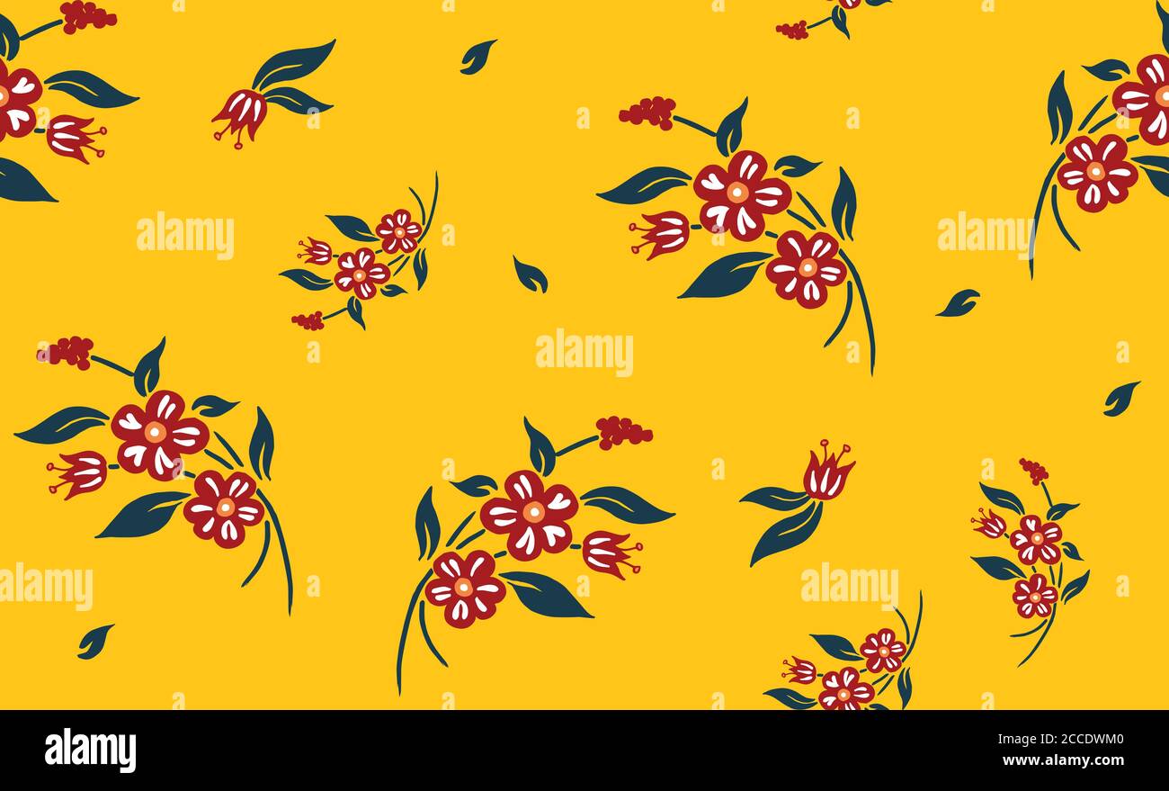Florale nahtlose niedliche Muster in kleinen hübschen Blume. Einfacher Hintergrund für Textil- oder Buchumschläge, Herstellung, Tapeten, Druck, Geschenkverpackung und Stockfoto