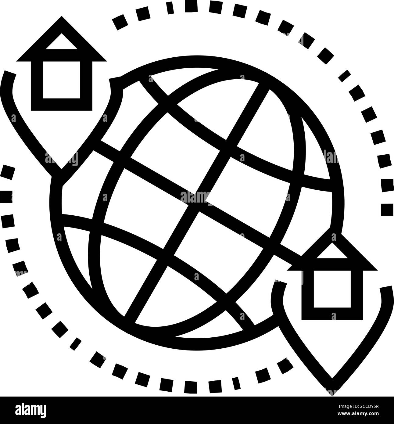 Miethaus Welt Standort Linie Symbol Vektor Illustration Stock Vektor