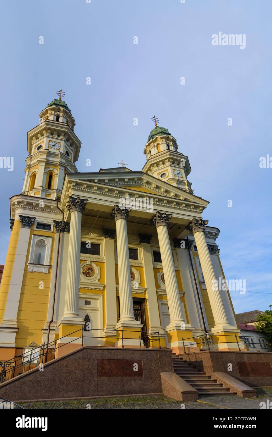 Uschhorod, Ungwar, griechisch-katholische Kathedrale in Transkarpatien, Transkarpatien, Zakarpattien, Ukraine Stockfoto