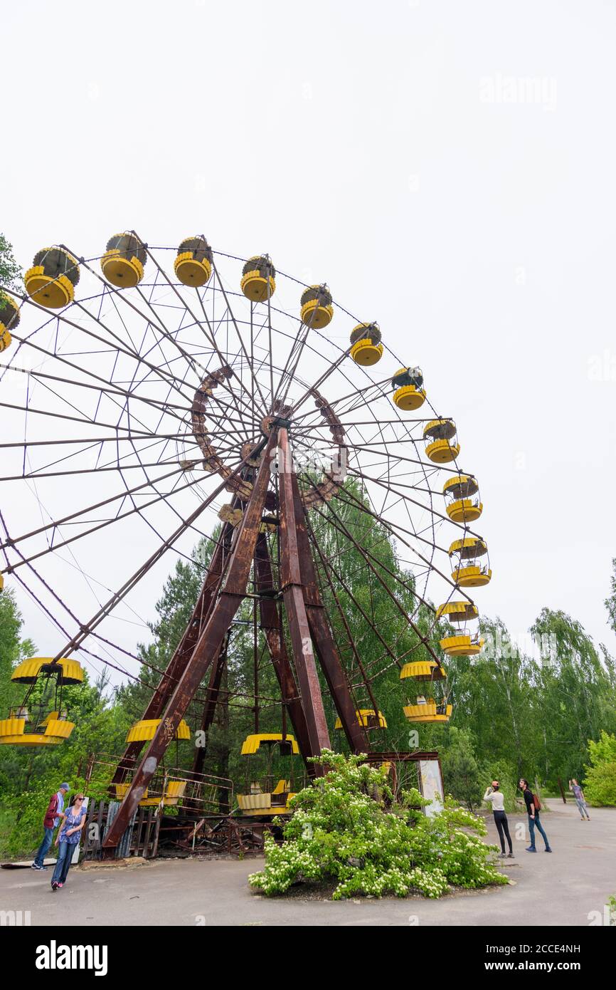 Pripyat (Prypiat), Riesenrad des verlassenen Vergnügungsparks in Tschernobyl (Tschernobyl) Ausschlusszone, Kiew Oblast, Ukraine Stockfoto