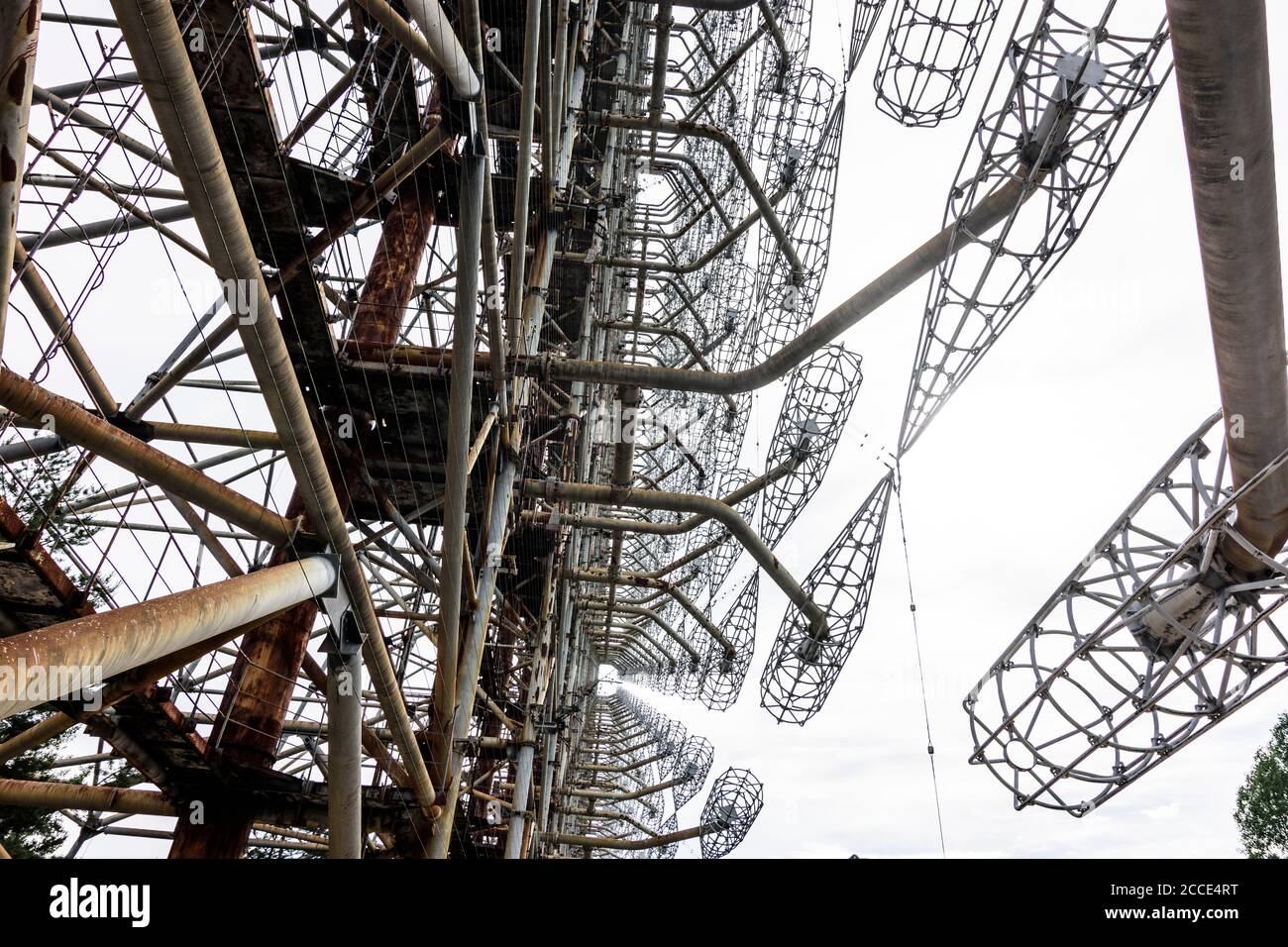 Tschernobyl (Tschernobyl), Duga-Radar, sowjetisches Überhorizont-Radarsystem (OTH), das als Teil des sowjetischen Raketenabwehrradarnetzes eingesetzt wird, Stockfoto