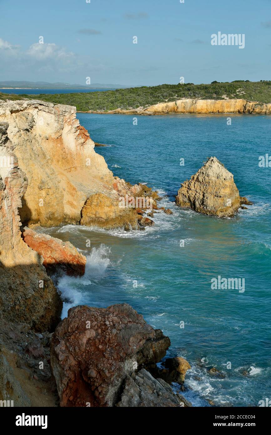 Felsigen Klippen und Meer (Karibik), Cabo Rojo Puerto Rico Stockfoto