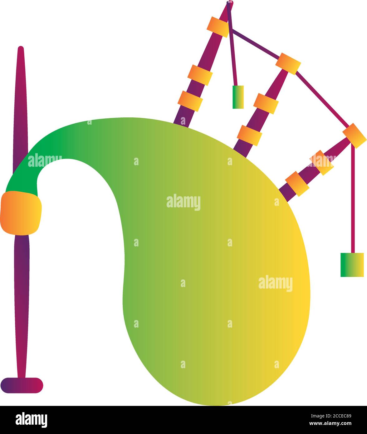 Dudelsack Musikinstrument Linie und füllen Stil Symbol Vektor Illustration Design Stock Vektor