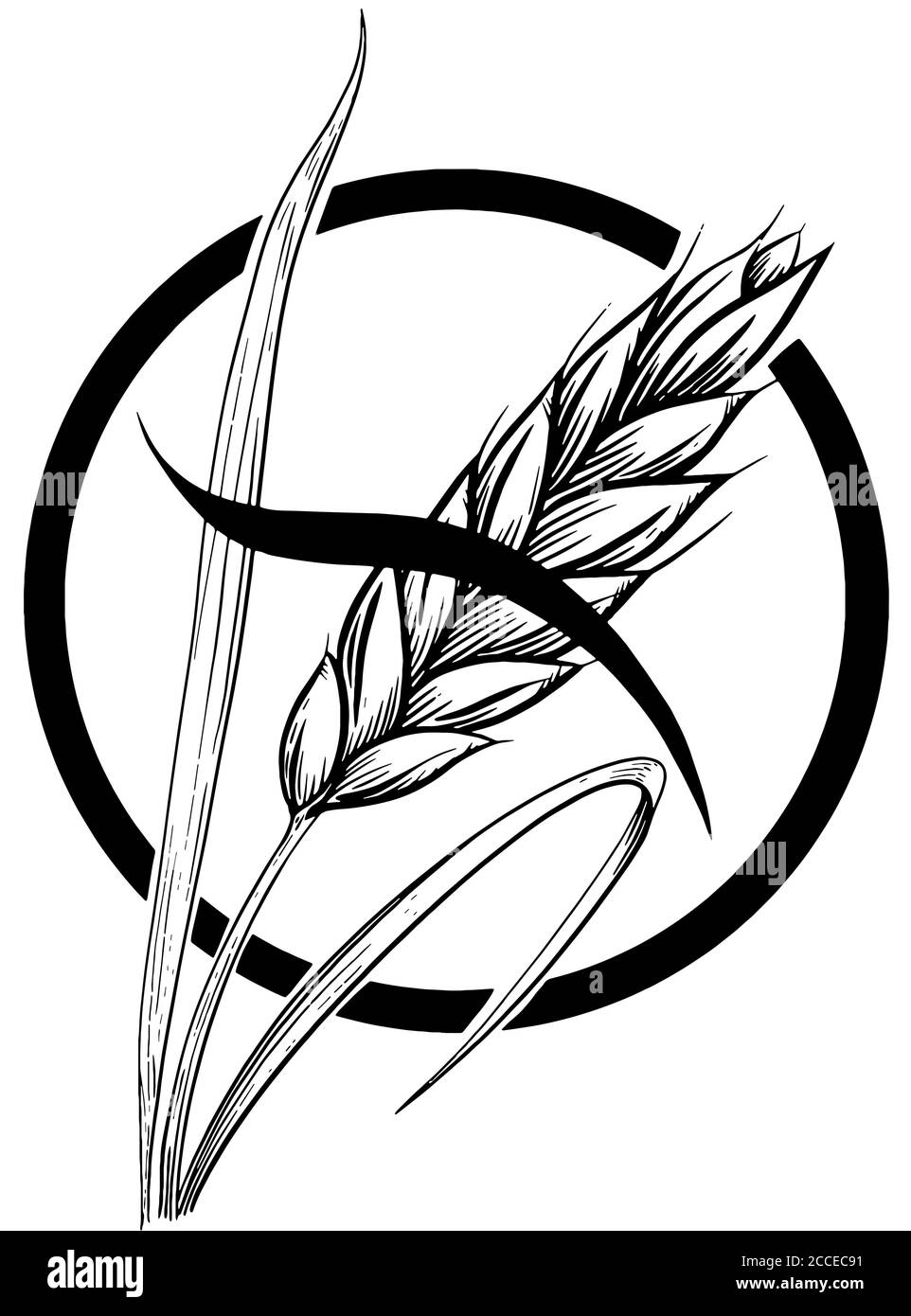 Vektor-Symbol für glutenfreie Körner. Symbol für Zöliakie. Handgezeichnete Vektordarstellung skizzieren Stock Vektor