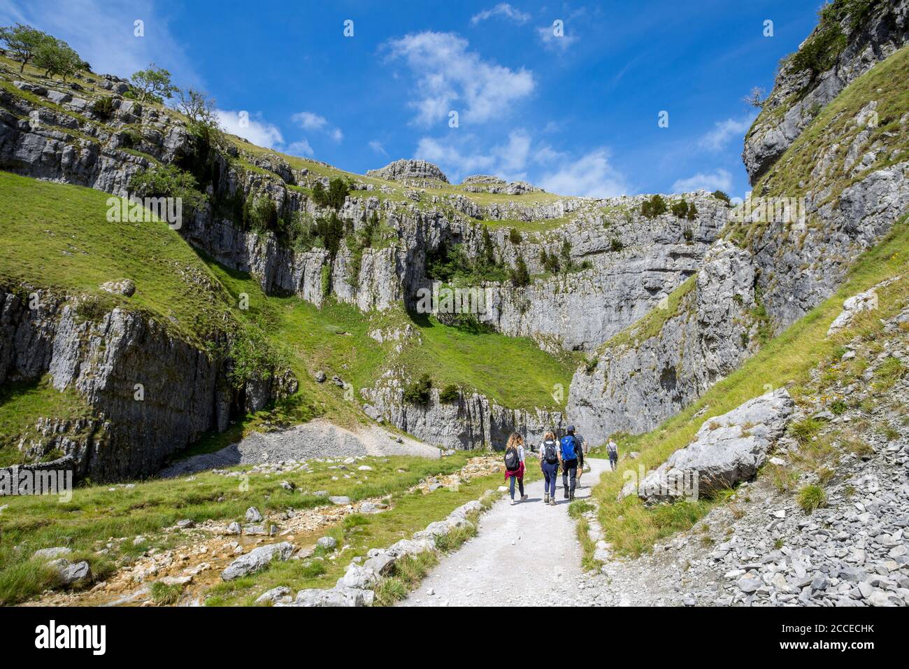Gordale Scar Kalksteinschlucht im Yorkshire Dales National Park, Yorkshire, England Stockfoto