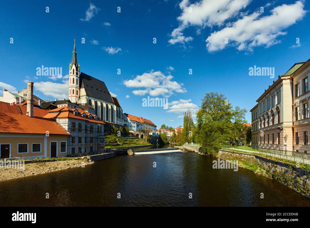 Cesky Krumlov, Krumau, CZ, Tschechisch, Moldaufluss, UNESCO-Stadt, Europa, Böhmen, Stockfoto