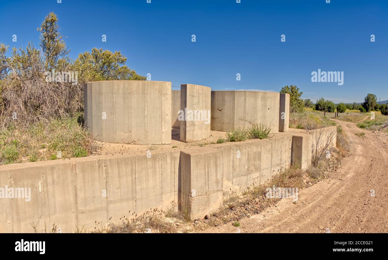 Die gespenstischen Überreste einer alten Zughaltestelle in Drake Arizona. Stockfoto