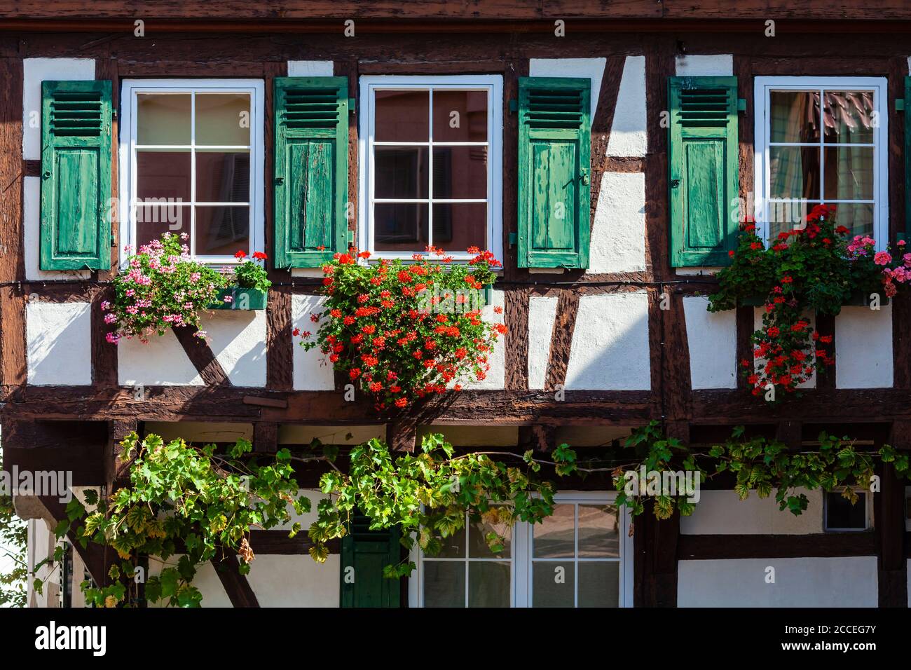 Fachwerkhaus, Blumen, Haus, Wohnen Stockfoto