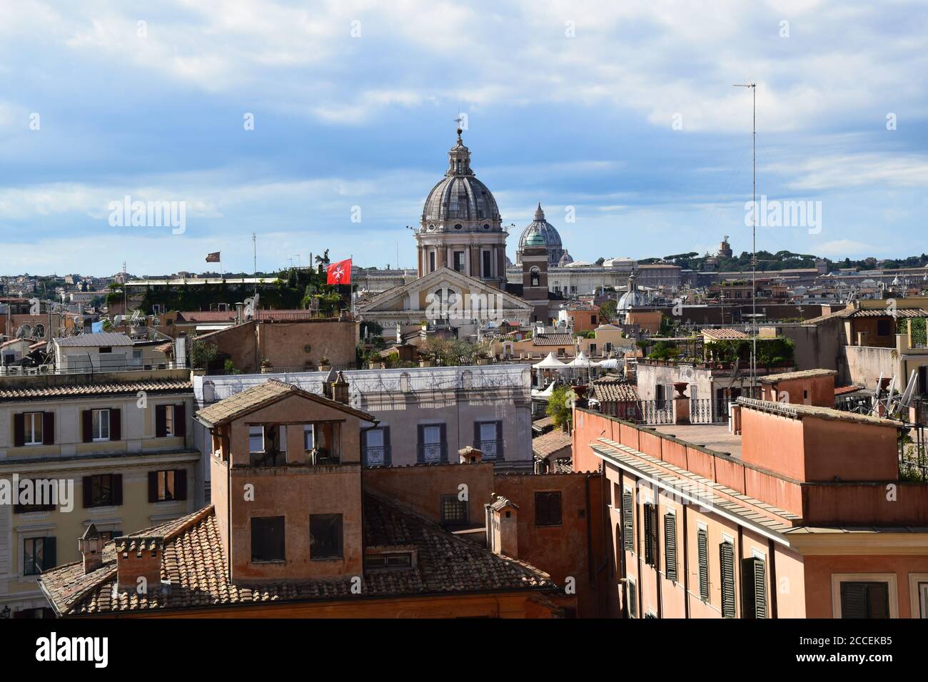 Skyline von Rom - Blick von der Spitze der Spanische Treppe Stockfoto