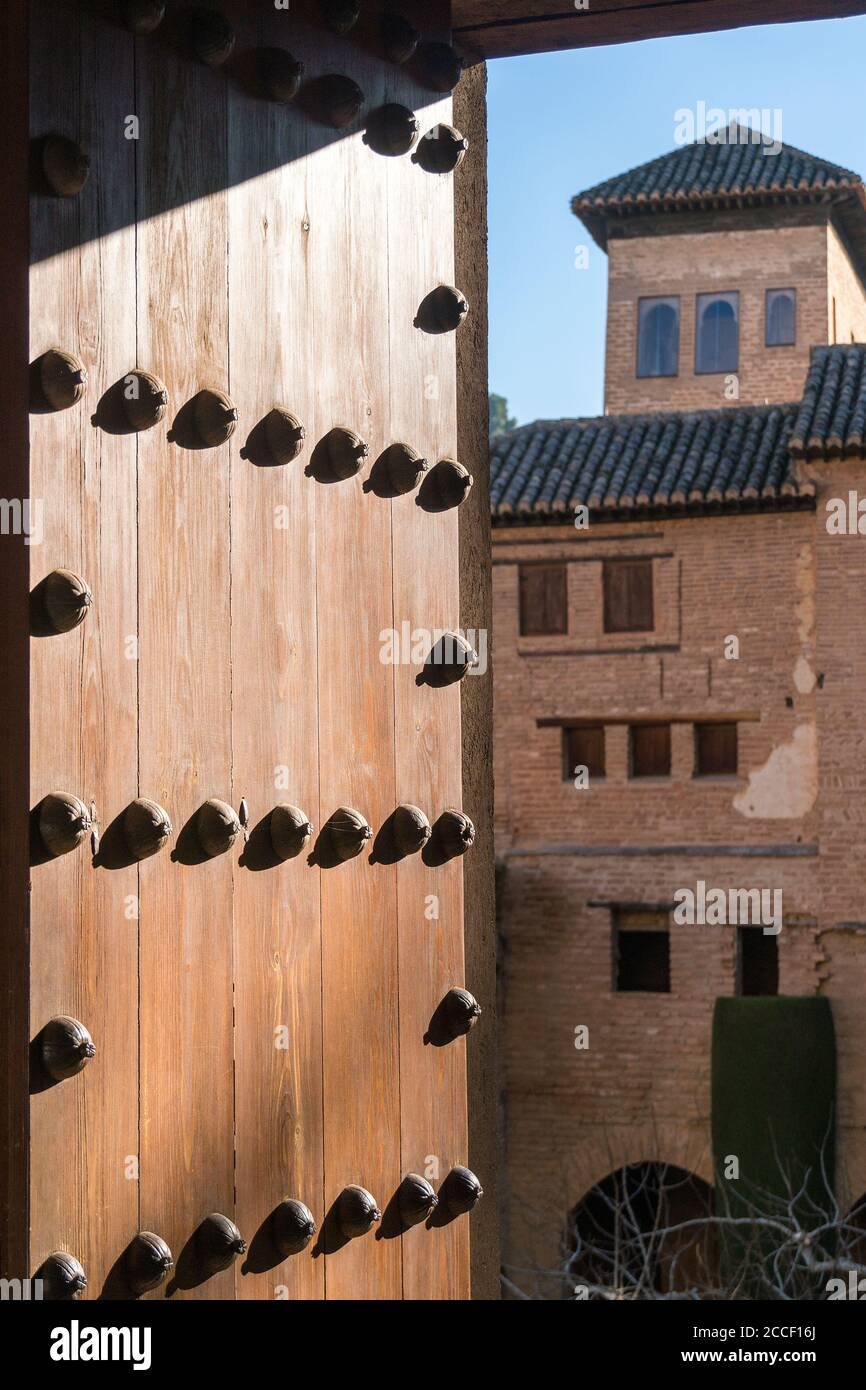 Spanien, Granada, Alhambra, Palacios Nazaries, Patio de Lindaraja, Tor Stockfoto