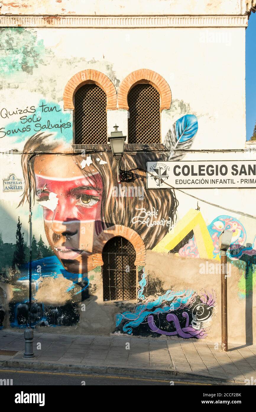 Spanien, Granada, Realejo, Street Art des Künstlers Raul Ruiz Stockfoto