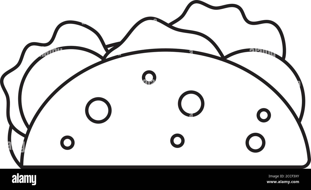 mexikanisches Taco-Symbol auf weißem Hintergrund, Linienstil, Vektorgrafik Stock Vektor