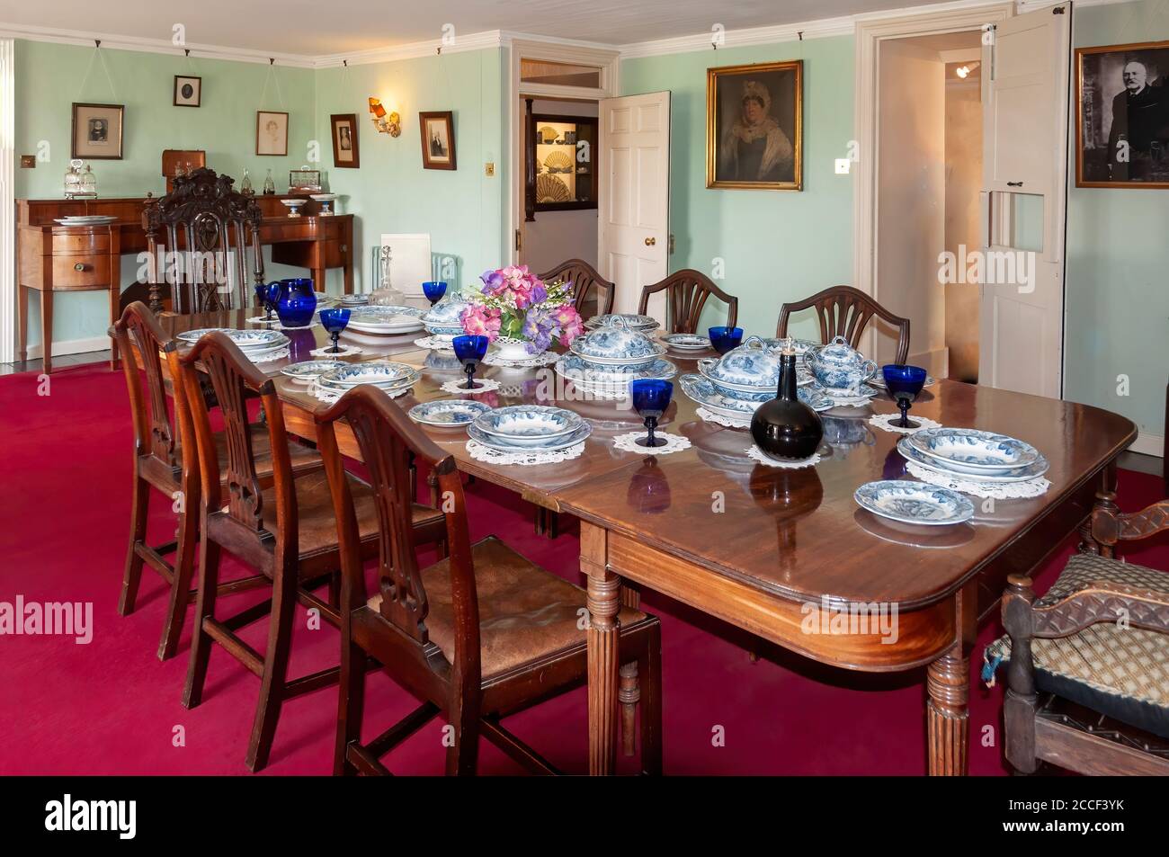 Schottland, Vereinigtes Königreich - 21. Mai 2012: Ein Speisesaal im Skaill House auf dem Festland Orkney, Schottland, Vereinigtes Königreich Stockfoto