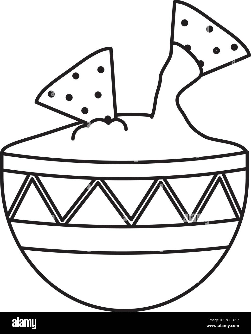 mexikanische Kultur Konzept, Schüssel und Nachos Symbol auf weißem Hintergrund, Linienstil, Vektor-Illustration Stock Vektor