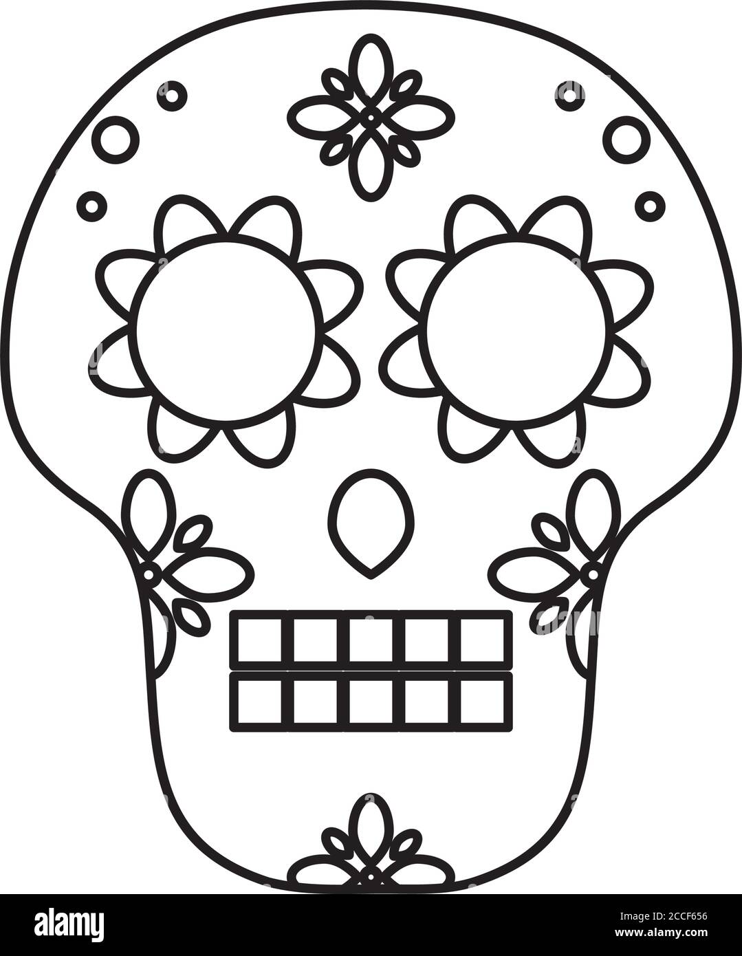 mexikanische Kultur Konzept, Zucker Schädel Symbol über weißem Hintergrund, Linienstil, Vektor-Illustration Stock Vektor