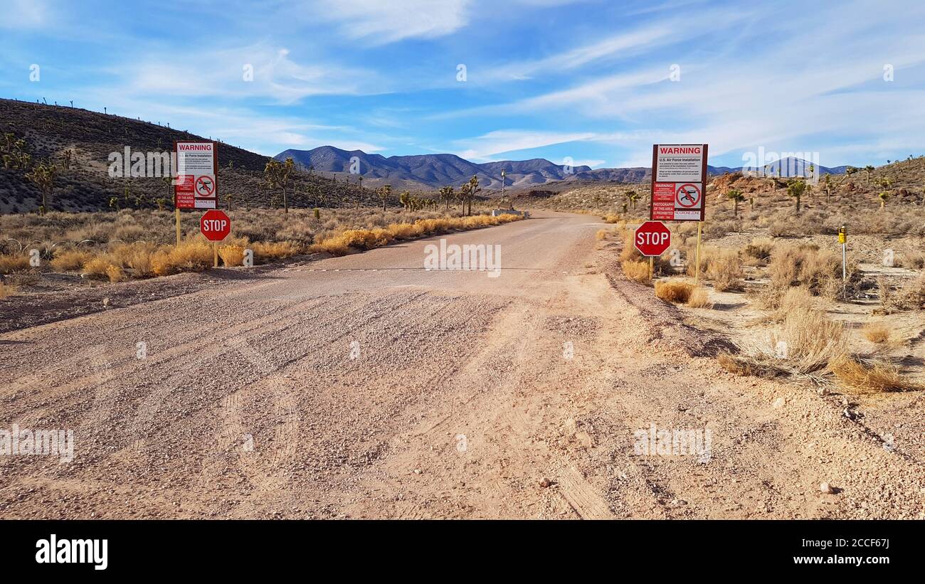 Eingang zur Area 51, United States Air Force Anlage, Nevada USA Stockfoto