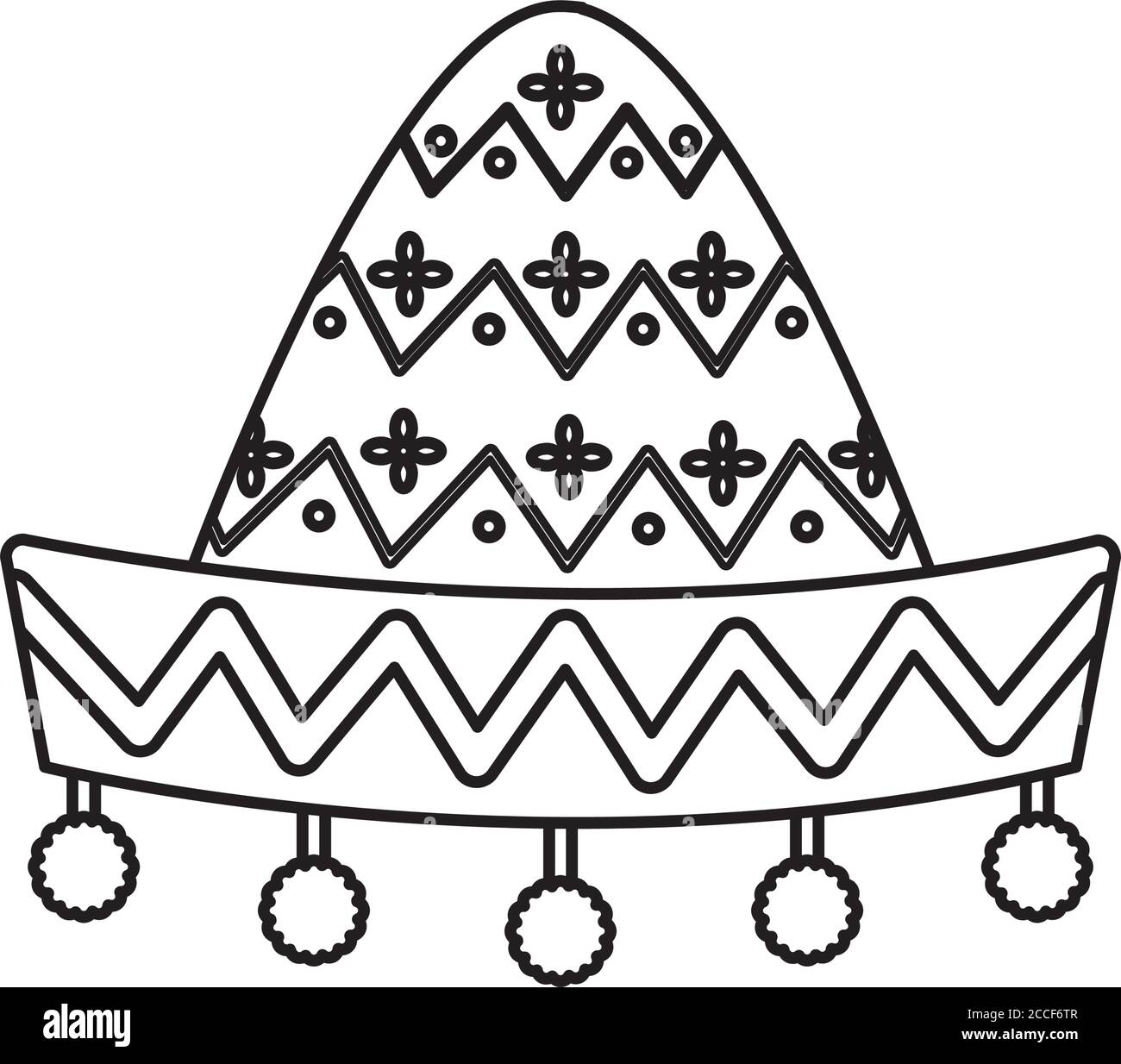 mexikanisches Hutsymbol auf weißem Hintergrund, Linienstil, Vektorgrafik Stock Vektor