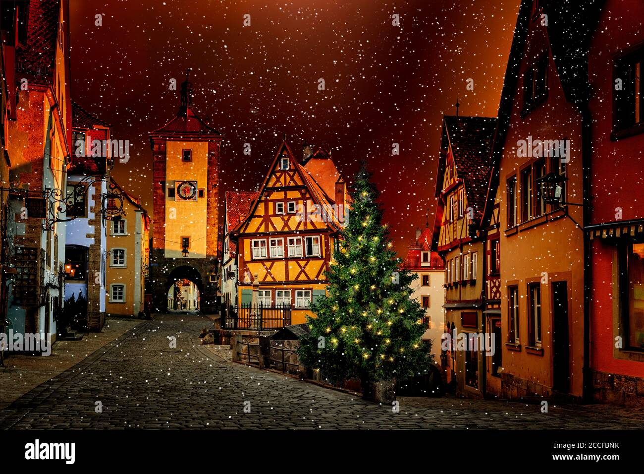 Winter in Rothenburg ob der Tauber, Deutschland [M] Stockfoto