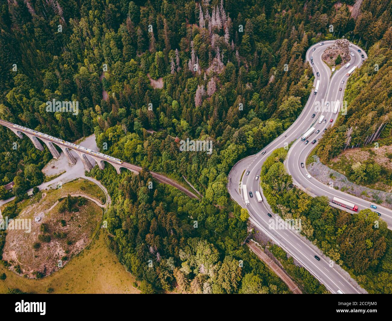 Schwarzwald, Höllental, Kreuzfelsenkurve, Viadukt, Ravennaschlucht, Baden-Württemberg, Deutschland, Europa Stockfoto