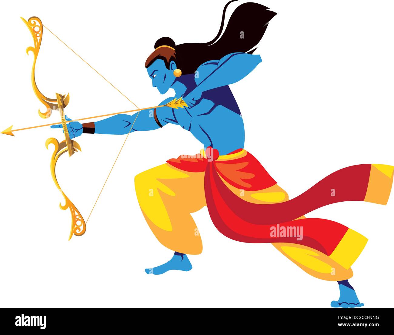 lord RAM Cartoon mit Pfeil und Bogen Design, Happy dussehra Festival und indischen Thema Vektor Illustration Stock Vektor