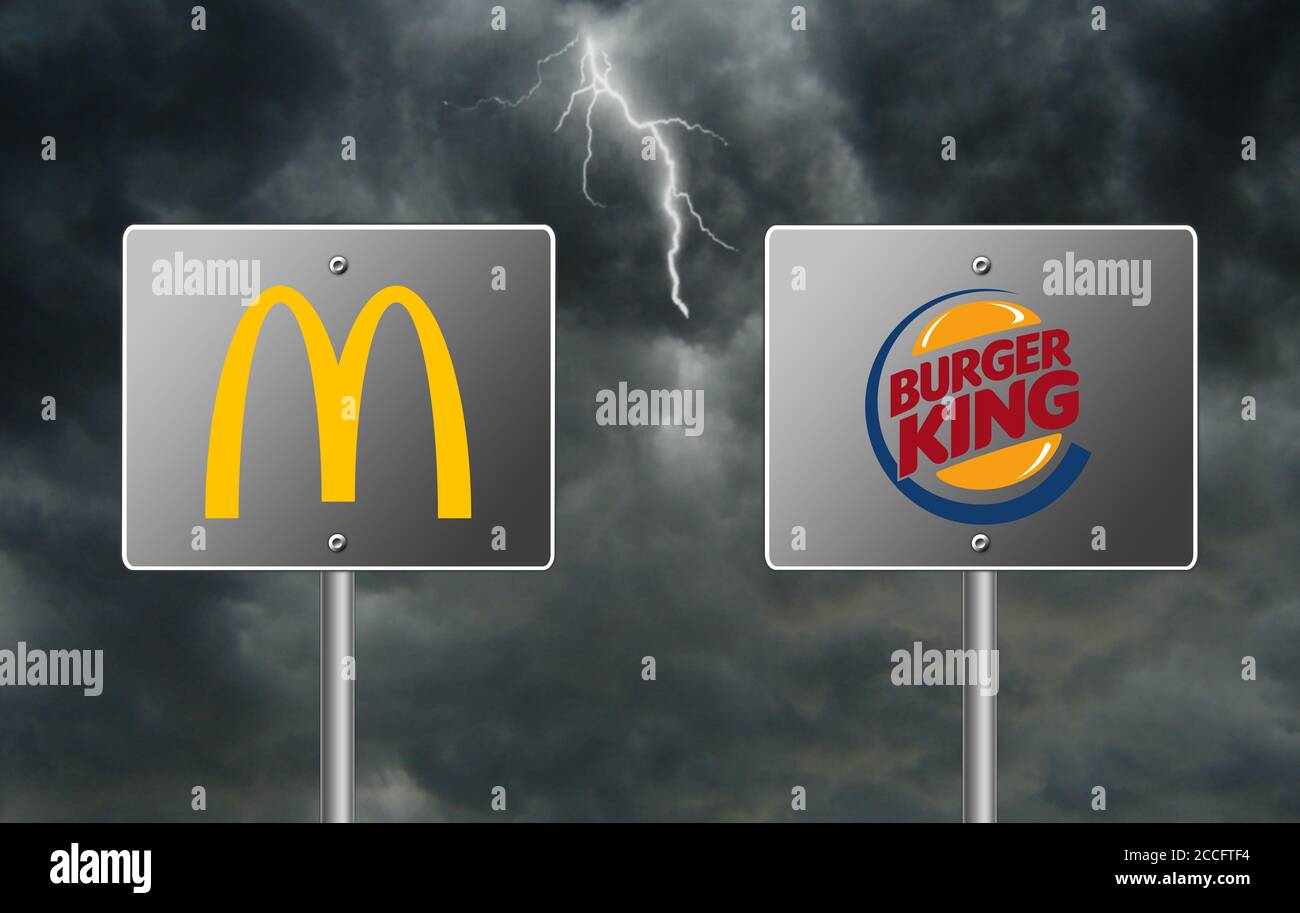 McDonald's gegen Burger King Stockfoto