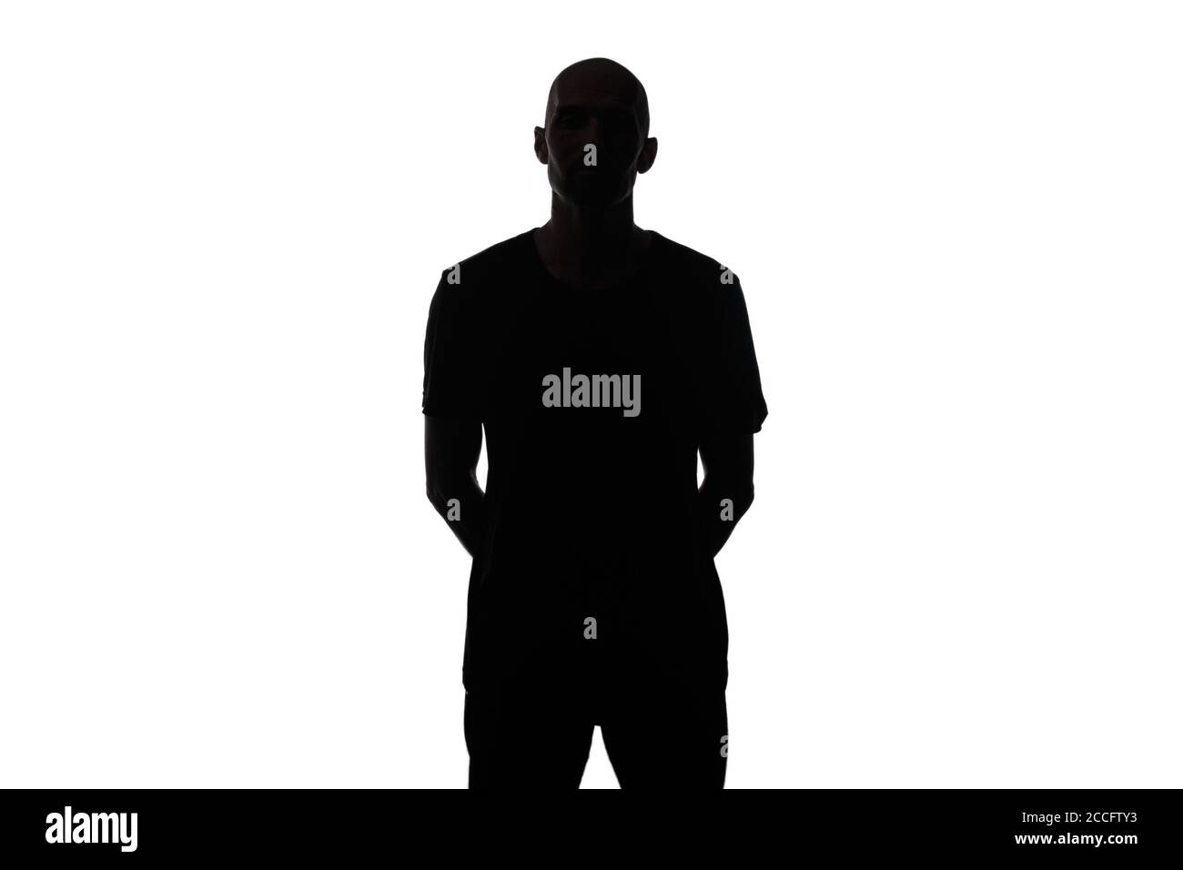 Foto von Glatze Mann isoliert Silhouette auf weißem Hintergrund Stockfoto