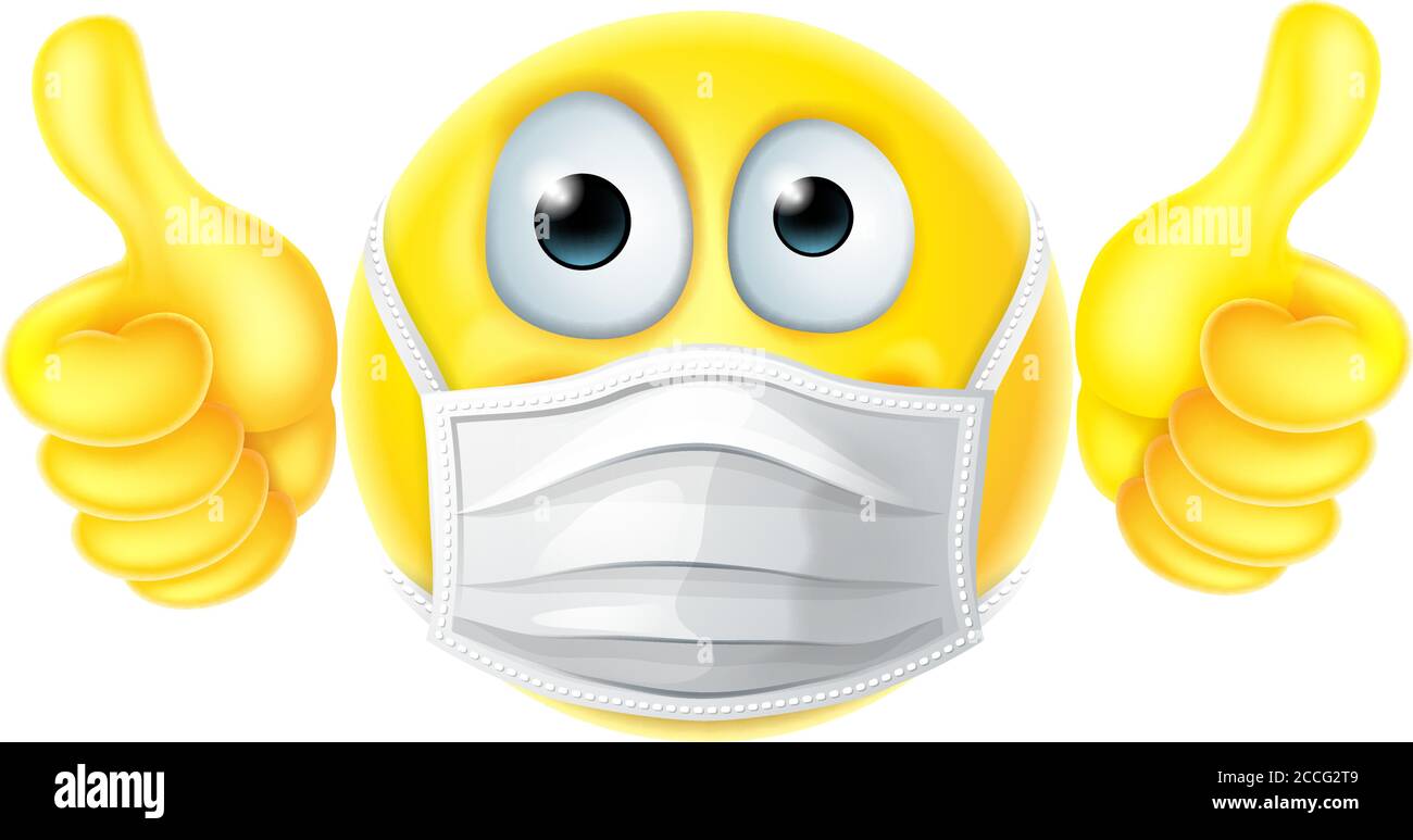 Daumen Hoch Emoticon Emoji Ppe Maske Gesicht Symbol Stock Vektorgrafik Alamy
