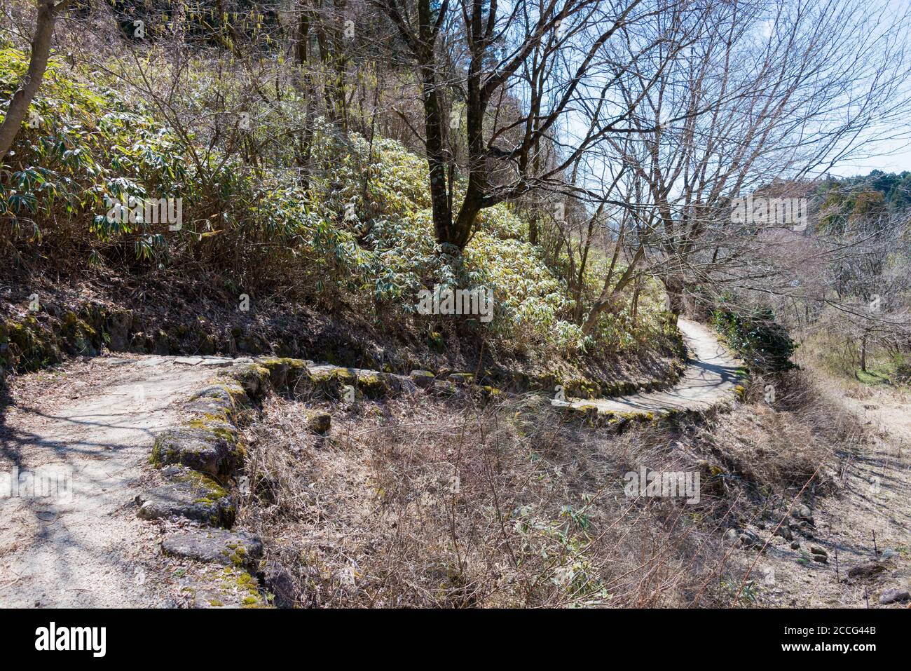 Gifu, Japan - wunderschöne Aussicht von Tsumago-Juku und Magome-Juku auf Nakasendo in Nakatsugawa, Gifu, Japan. Stockfoto