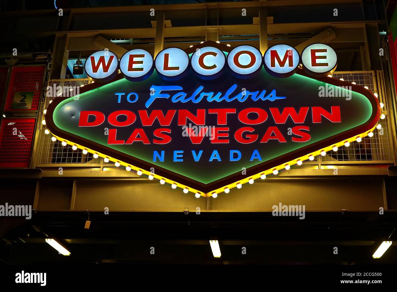 Willkommen im Fabulous Downtown Las Vegas Schild an der Fremont Street