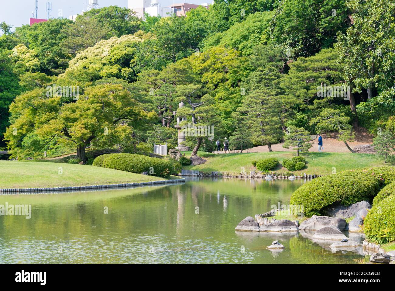 Tokio, Japan - Rikugien-Gärten in Tokio, Japan. Der Bau des Parks erfolgte zwischen 1695 und 1702. Stockfoto