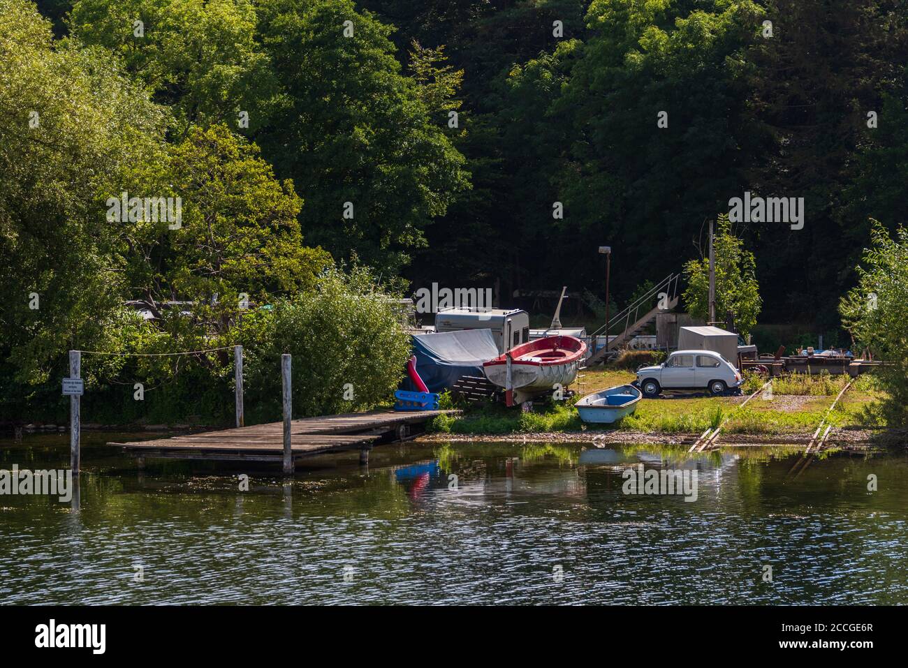 Fotos einer Bootsfahrt auf dem Großen Plöner See an unter Naturschtz stehender See in Schleswig-Holstein Stockfoto