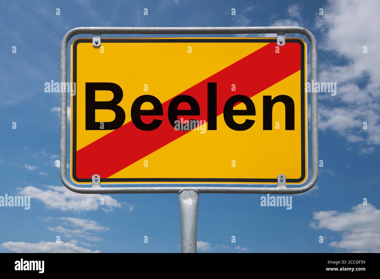 Ortstafel Beelen, Nordrhein-Westfalen, Deutschland Ortsschild Beelen, Nordrhein-Westfalen, Deutschland, Europa Stockfoto