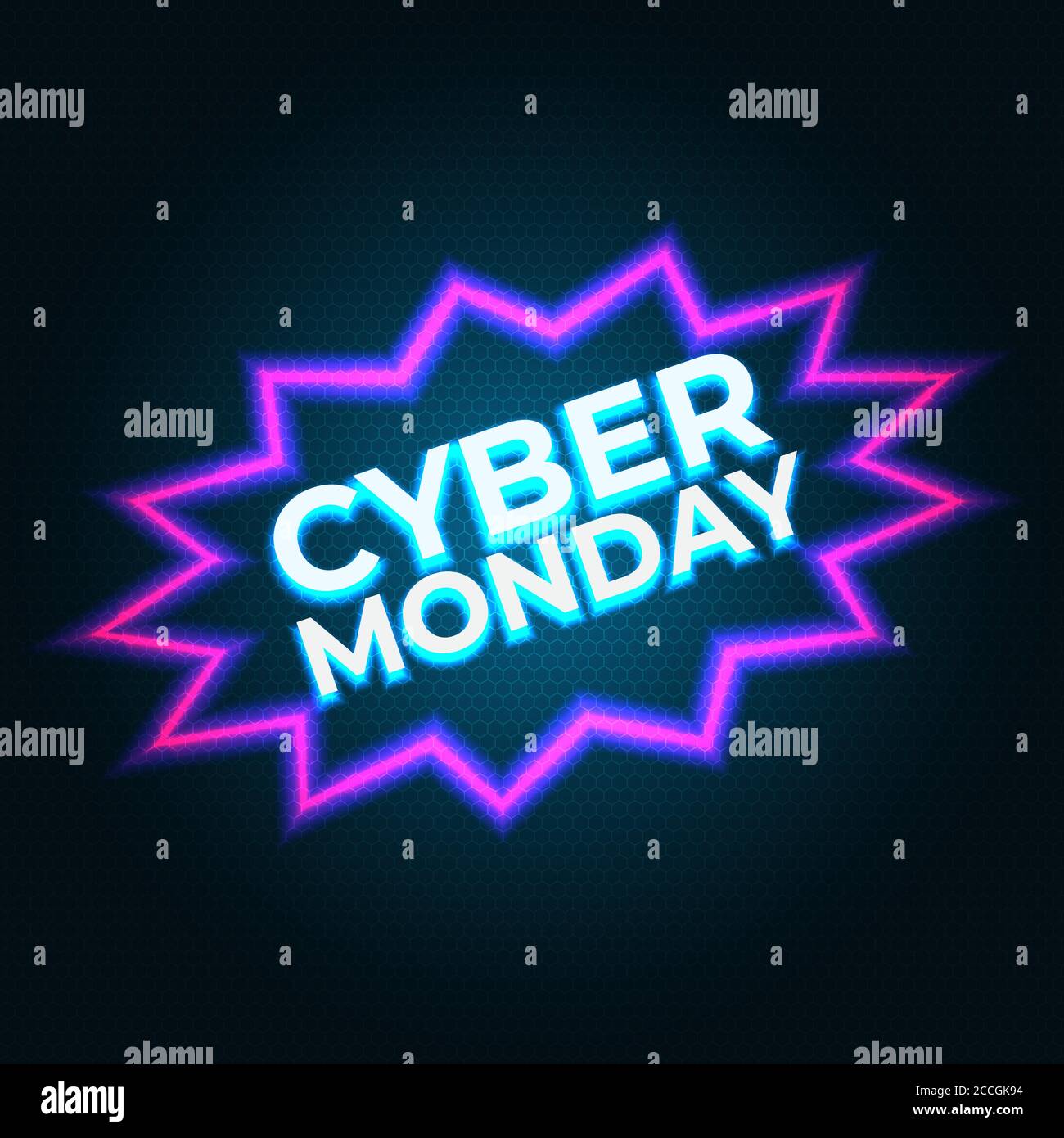 Bright Cyber monday-Banner. Modernes Vektor-Design Werbeplakat, Web-Banner. Cyber monday Neon Flyer. Neonhintergrund Stock Vektor