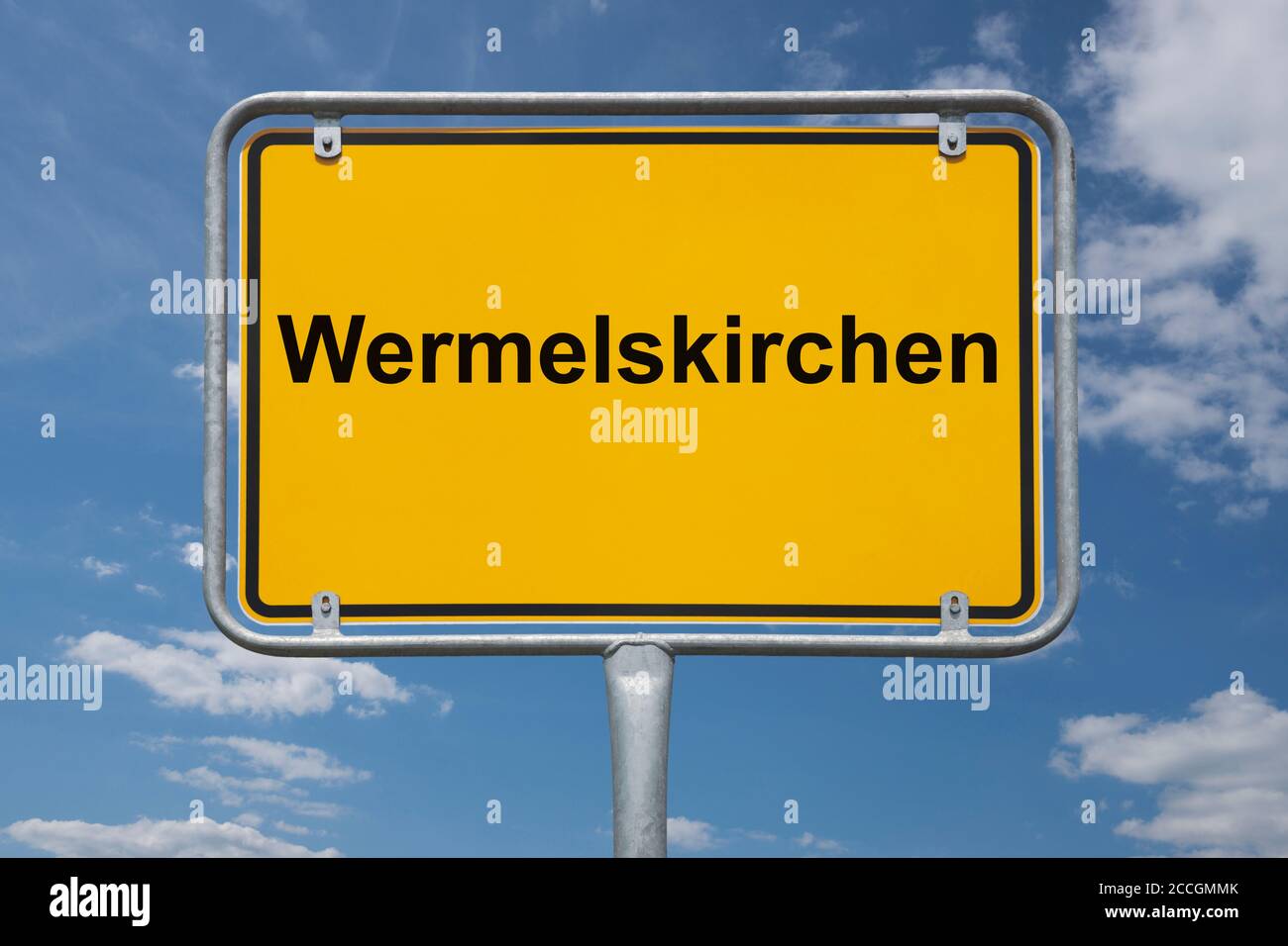 Ortstafel Wermelskirchen, Nordrhein-Westfalen, Deutschland Ortsschild Wermelskirchen, Nordrhein-Westfalen, Deutschland, Europa Stockfoto