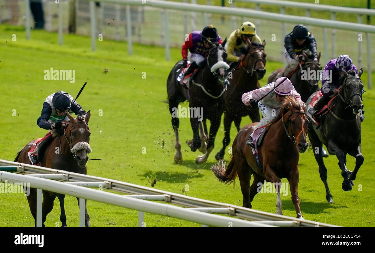 Coltrane mit Oisin Murphy (links) gewinnt den Sky Bet Melrose Handicap am vierten Tag des Yorkshire Ebor Festivals auf der York Racecourse. Stockfoto