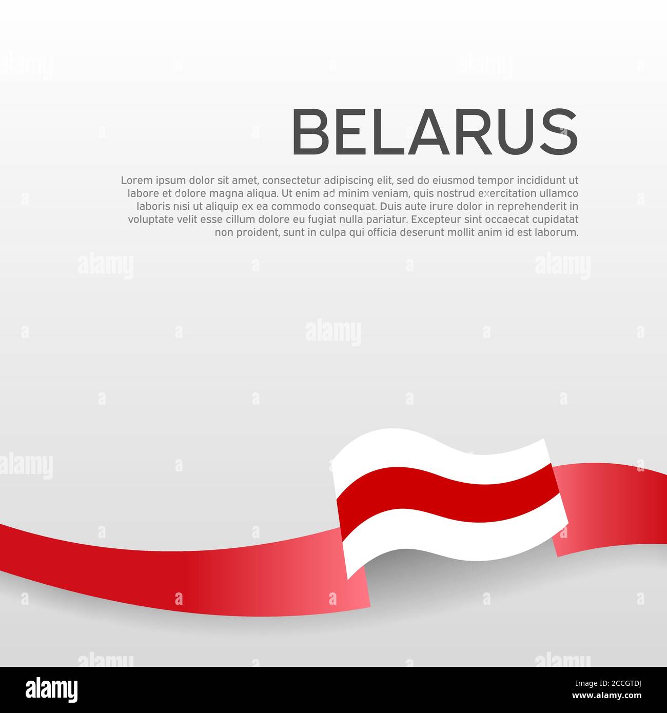 Hintergrund der Belarus-Flagge. Gewelltes Band in den Farben der Flagge von belarus auf weißem Hintergrund. Nationales Plakat. Vektordesign. Staat belarussische Patr Stock Vektor