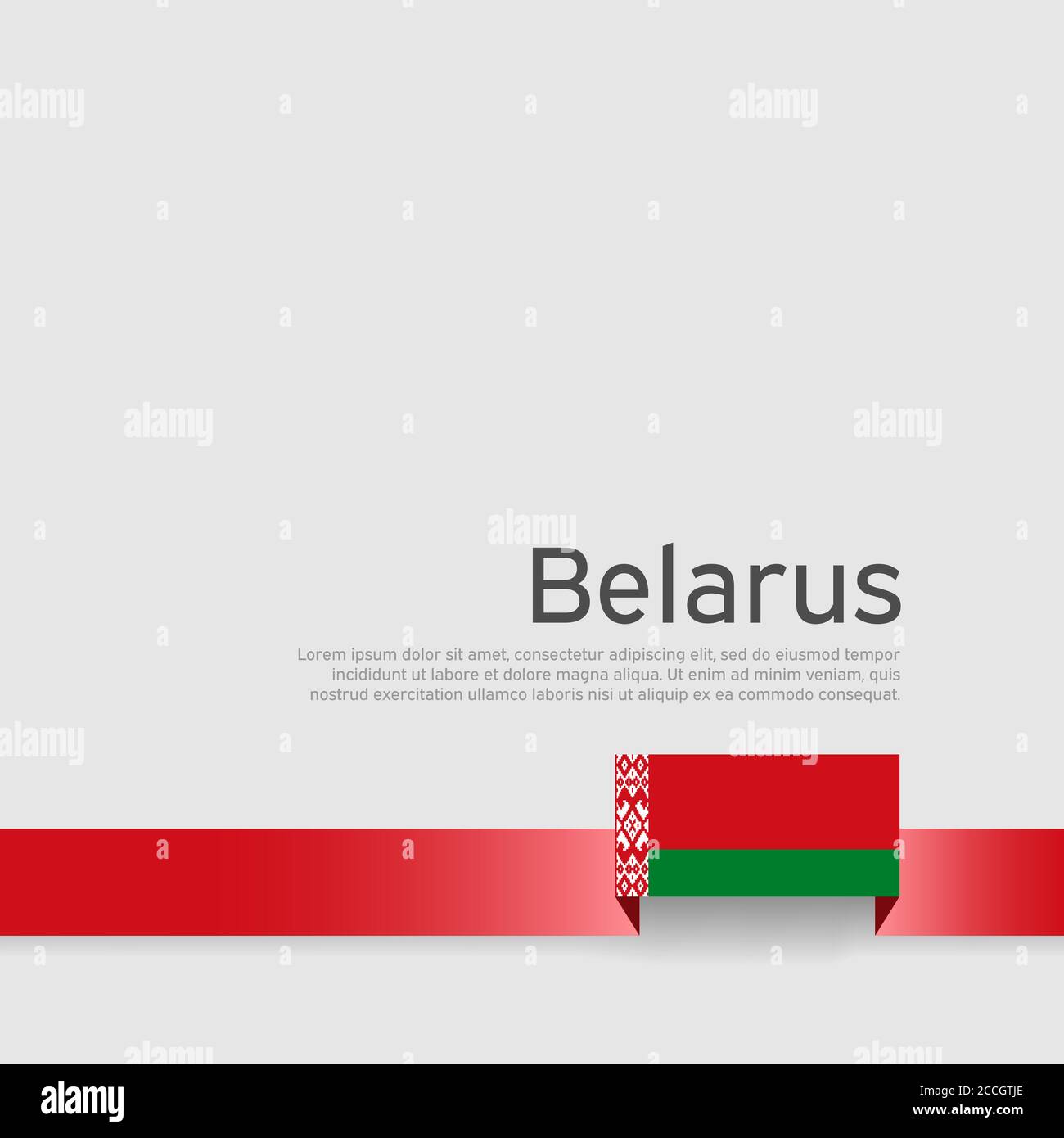 Hintergrund der Belarus-Flagge. Belarus Flagge Band Farben auf weißem Hintergrund. Nationales Plakat. Flache Vektorgrafik. Staat weißrussischen patriotischen Banner, Cover Stock Vektor