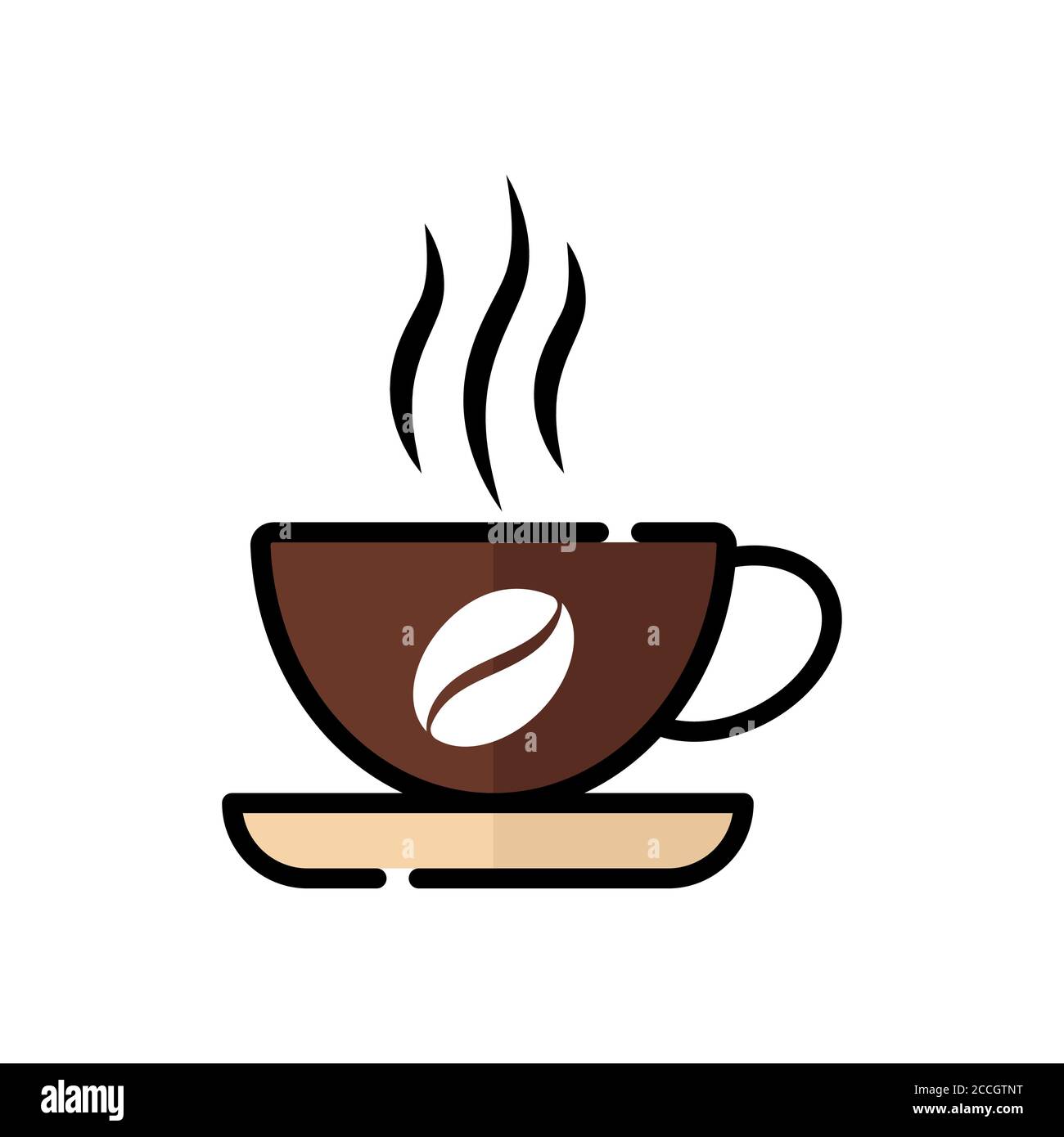 Abbildung des Symbols für Kaffeetassen-Vektorgrafiken. Tasse Kaffee Symbol Vektor isoliert auf weißem Hintergrund. Einfaches Kaffeetasse-Design für Logo, Web-Symbol, Zeichen Stock Vektor