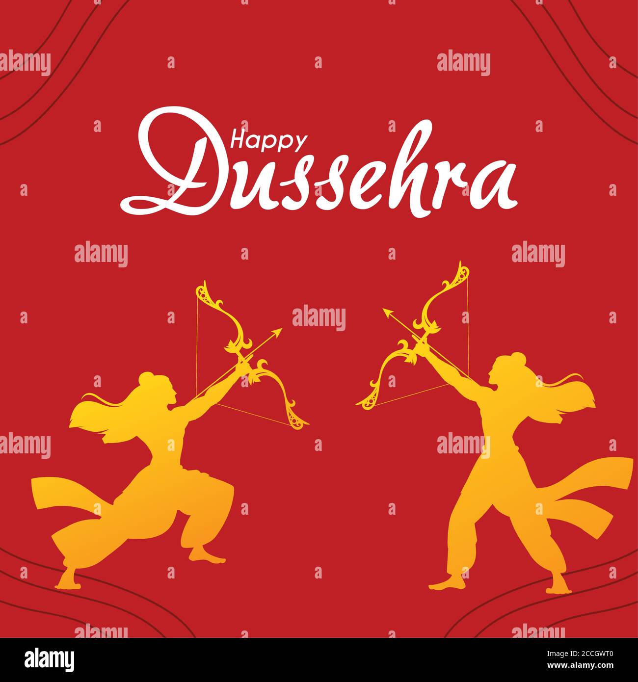 lord RAM mit Bogen und Pfeil Gold Silhouetten Design, Happy dussehra Festival und indischen Thema Vektor Illustration Stock Vektor