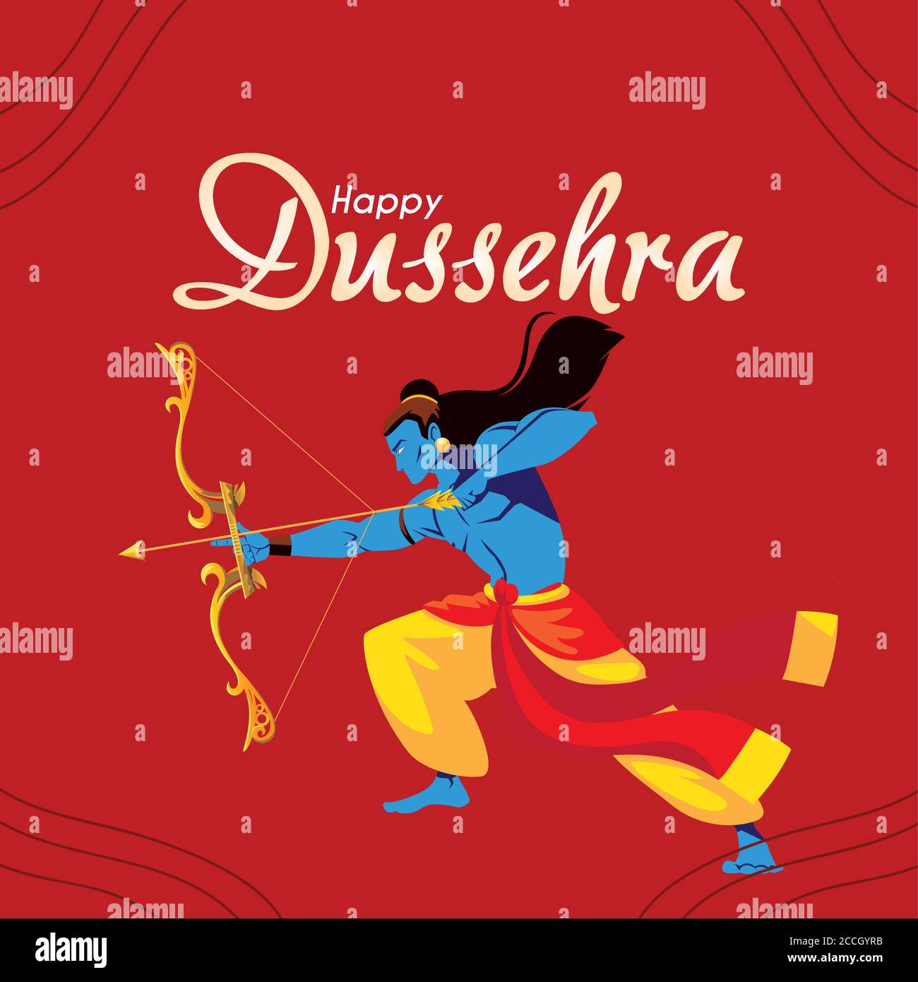 lord RAM Cartoon mit Pfeil und Bogen Design, Happy dussehra Festival und indischen Thema Vektor Illustration Stock Vektor