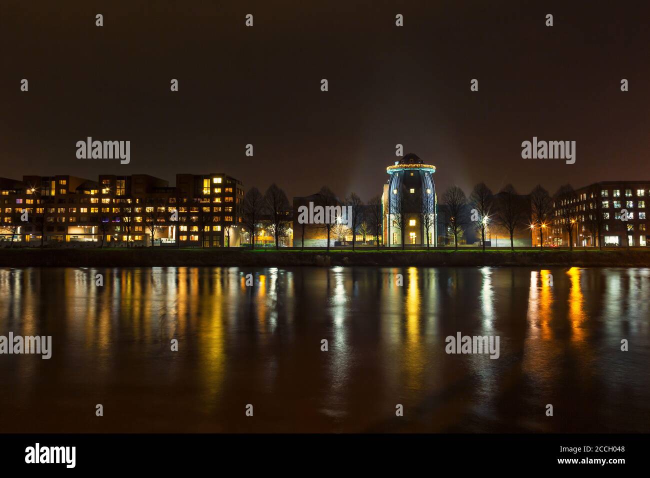 Maastricht (Niederlande) bei Nacht, Nachtfotografie Stockfoto