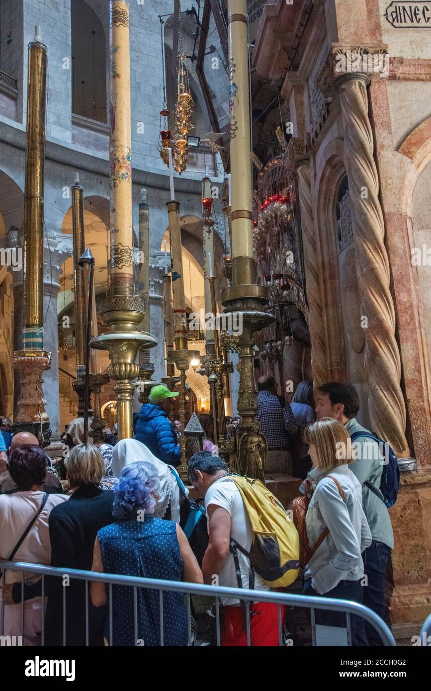 Israel, Jerusalem, Altstadt, Via Dolorosa, Grabeskirche. Innen Stockfoto